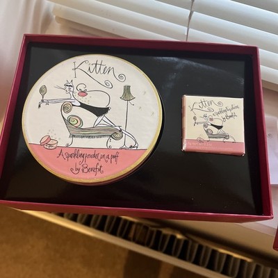 VINTAGE rare Benefit Cosmetics KITTEN Sparkling Powder in Puff Shimmer Body Box