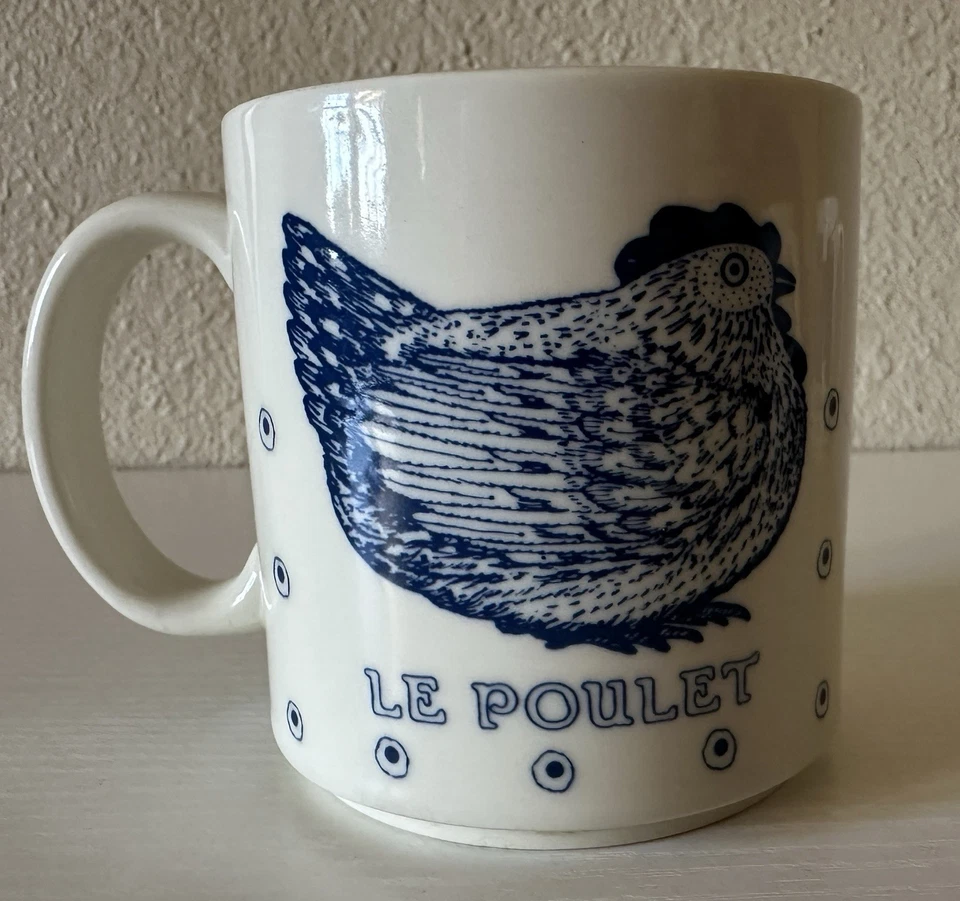 Vintage Blue & White Animal Mug Set – L’Agneau, Le Chat, Le Poulet – Lot of 3 - Image 2 of 4
