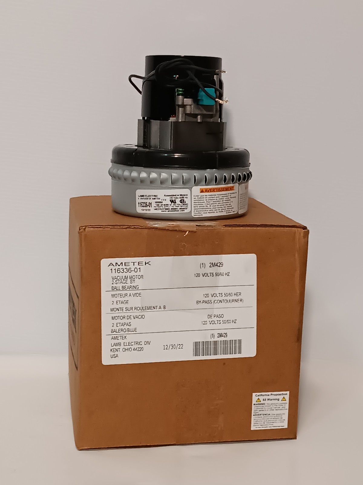 Ametek 2M429 Lamb Electric 2-Stage Universal Vacuum Motor 116336-01 120V 50/60Hz