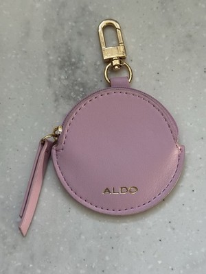 Aldo Coin Pouch/Keyring Round Pink Purse Keychain Gold Clip