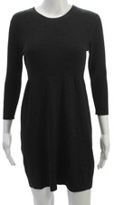 Theory Women Sweater Dress Gray Wool 3/4 Sleeve Crew Neck Size M