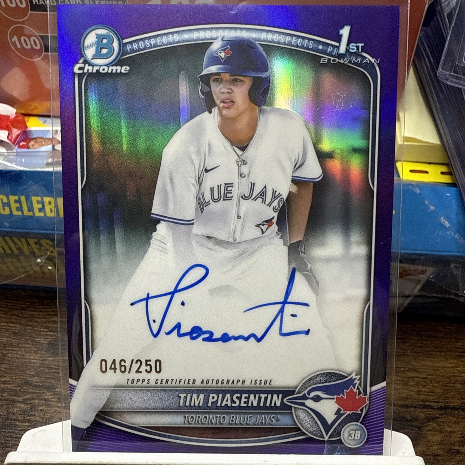 2025 Bowman Draft Chrome Autographs Tim Piasentin #CPA-TP Purple auto /250