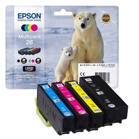Epson 26 / T2616 (EisbäR) Schwarz, Cyan, Magenta, Gelb Druckerpatronen,...