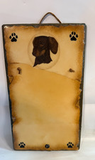 Vtg Dachshund Slate writing board hanging 14" x 8"