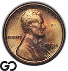 1924-S Indian Head Cent Penny, Mostly Red, Choice BU++, Better Date