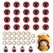 12mm Safety Eyes, 20Pcs Realistic Doll Crocheting Safety Eyes Red
