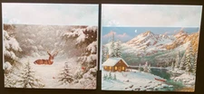 "Mountain, Elk Winter", (2) Leanin' Tree Christmas Cards, New With (2) Envelopes