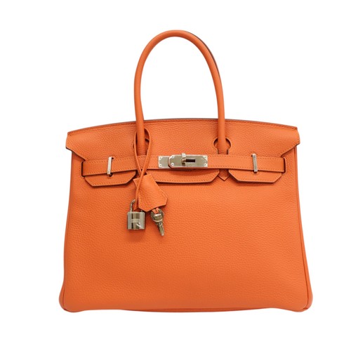 HERMES Birkin 30 Handbag TC Leather 9J Feu T Stamp PHW