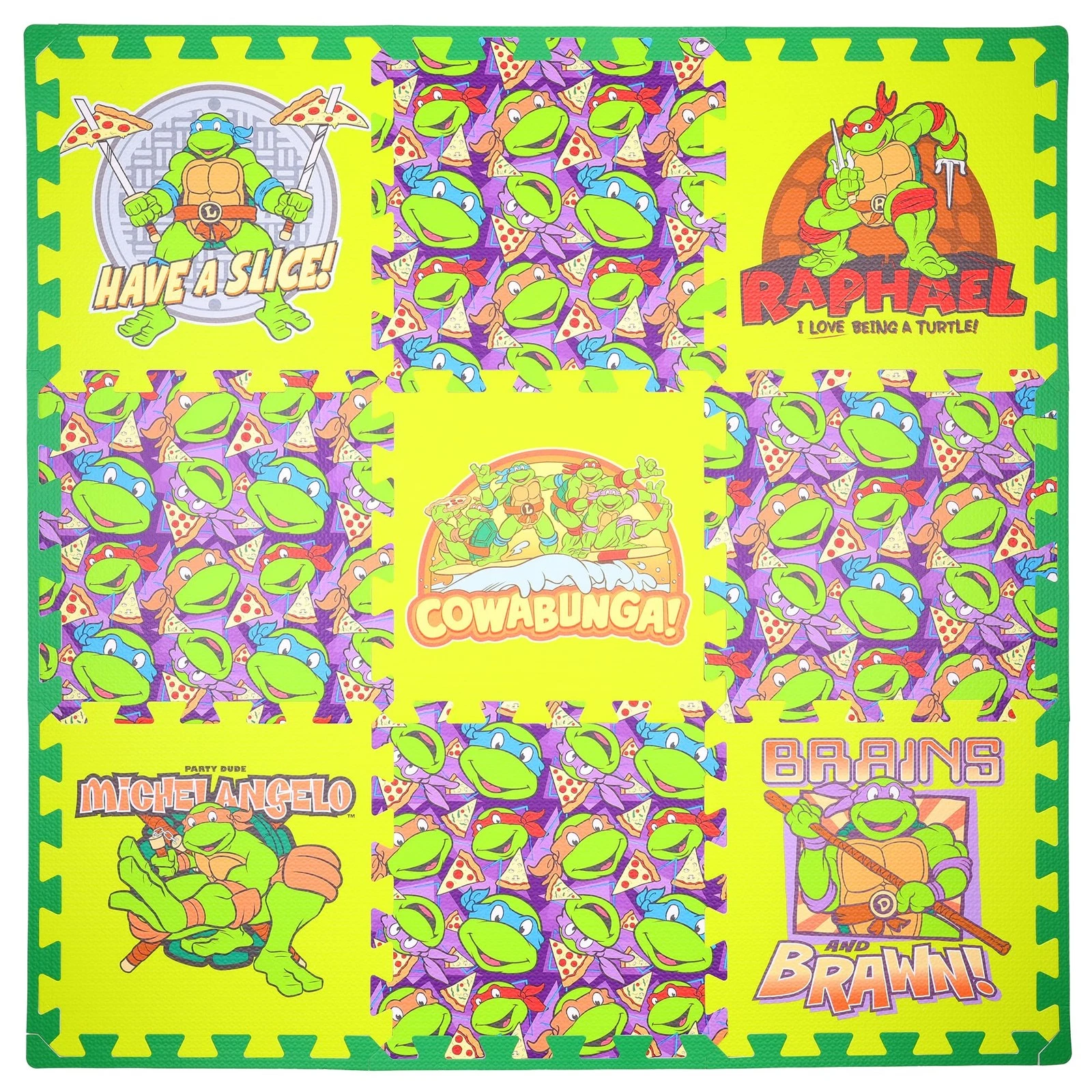 Foam Mat Interlocking Puzzle Non Slip Multi 36 x 36 Inches 9 Tiles