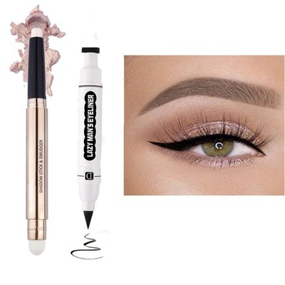 Daeuwiutr Cream Eyeshadow Stick and Wings Eyeliner 1 Count (Pack of 1), 02# 
