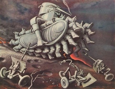 Boris Artzybasheff Anthropomorphic Machines in Conflict   Us Against Them Art
