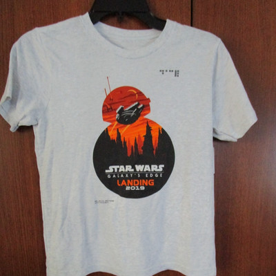 New Disney Park Star Wars Galaxys Edge 2019 Tee Boys Medium Poly Rayon Cotton