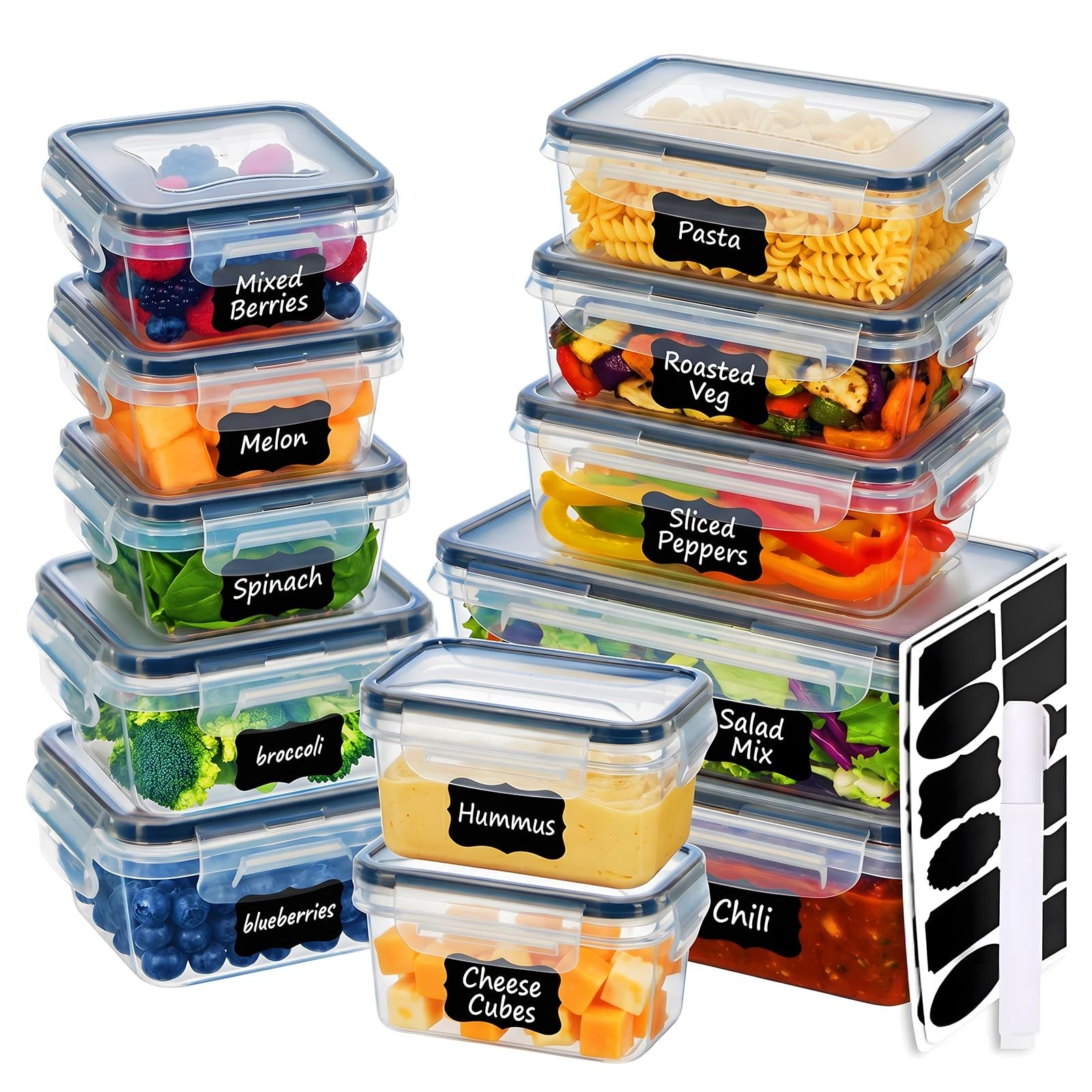 12 Pack Food Storage Containers with Lids (12 Containers & 12 Lids), Reusable...