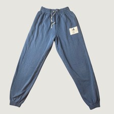 Adidas Joggers Womens Small HC4631 Blue Three Stripe Life Patch Fleece EXCELLENT