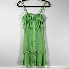 Bar 3 Sweetheart Dress Women's S Green Snap Front Sleeveless