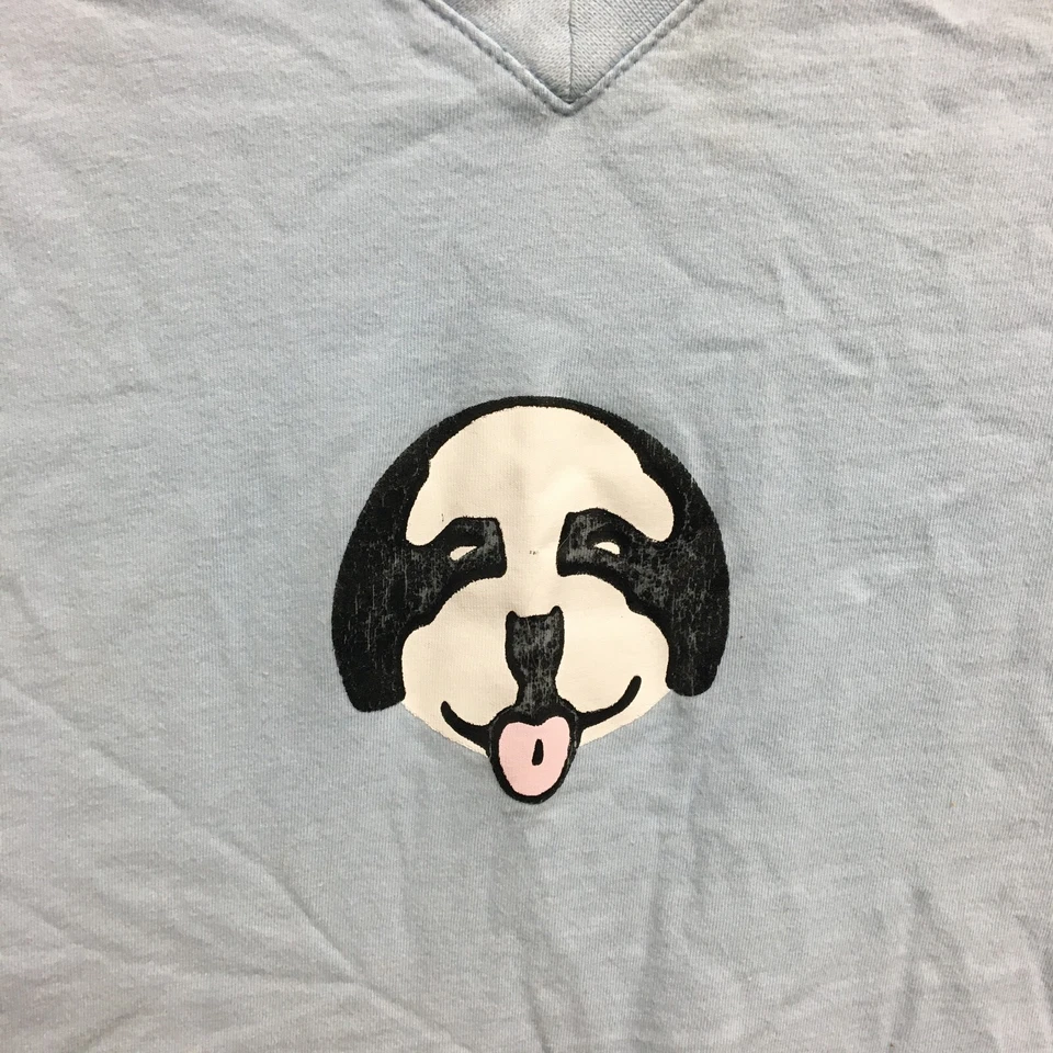 Camisa Big Dogs Grande Adulto Azul Cuello en V Bordada Perro Manga Corta Informal Mujeres Foto 3 de 4