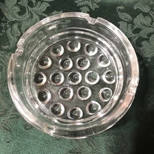 Vtg Ashtray Clear Glass Bubble Bottom Tobacciana/u5b