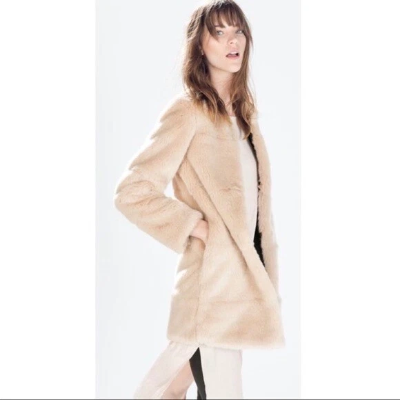 Zara beige shop fur coat