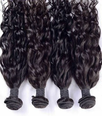 TIMMALCHAIR 1/2/3/4/5BUNDLES BRAZILIAN VIRGIN HUMAN HAIR NATURAL COLOUR 1B# WATER WAVES 12A