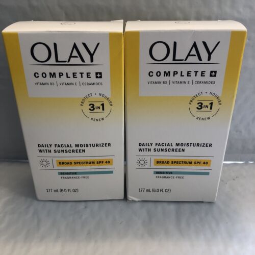 2x Olay Complete Daily Moisturizer Spf40 Sensitive Fragrance Free 6oz Exp10/25 - Picture 1 of 3