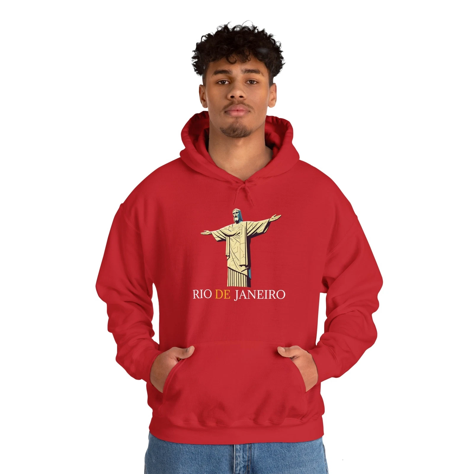 Rio de Janeiro Christ the Redeemer Hoodie Sweatshirt, Men's Travel Sweater