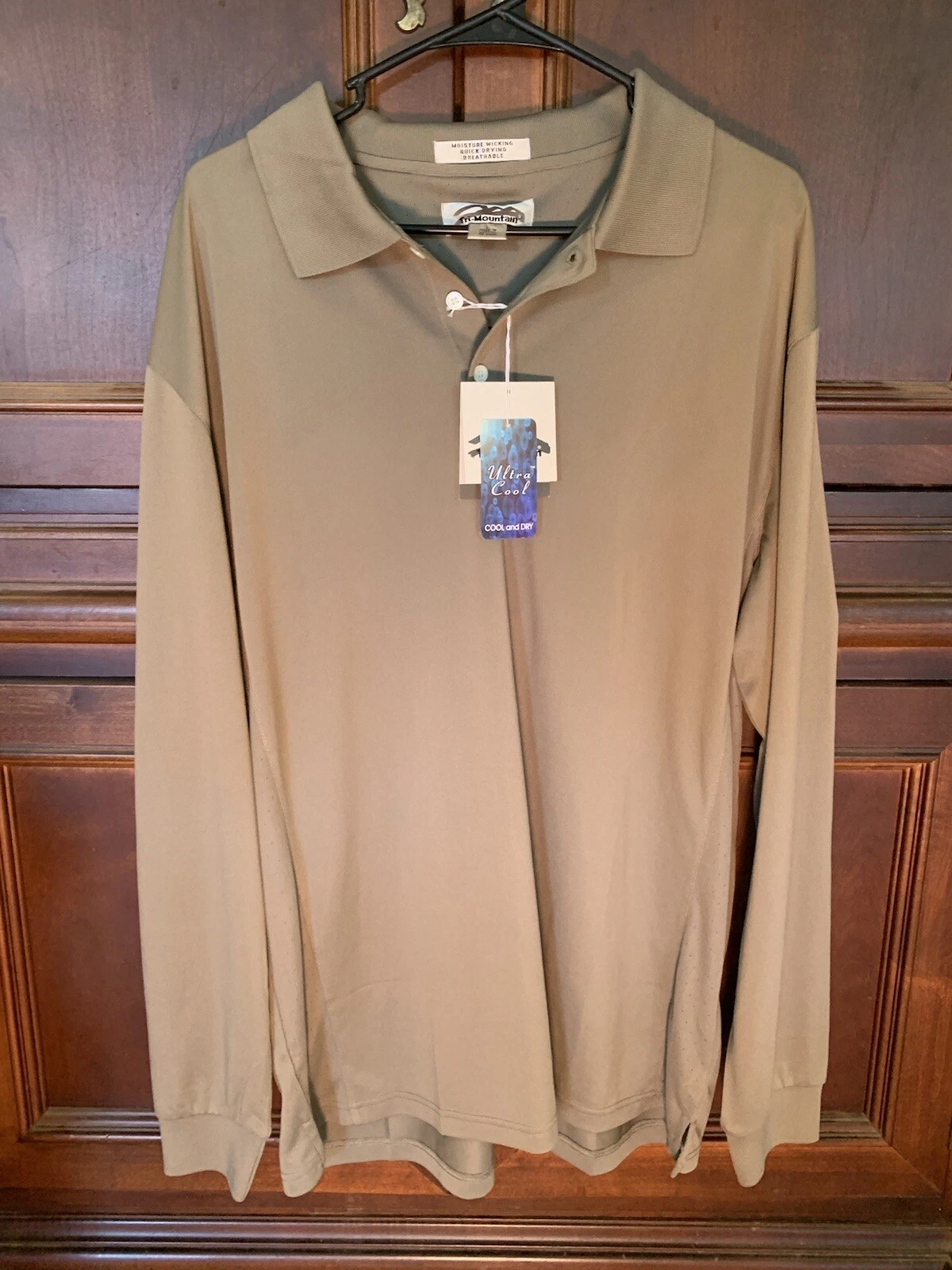Men’s Tri-Mountain Long Sleeve Green Shirt Moisture Wicking Size Large