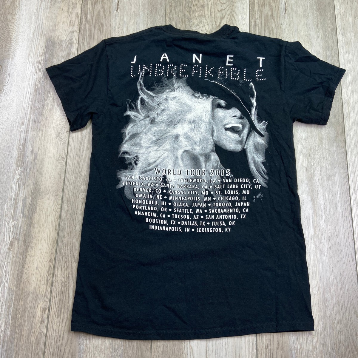 2015 JANET JACKSON UNBREAKABLE ツアー Tシャツ Janet Jackson Shirt Small Black Gray Unbreakable World Tour