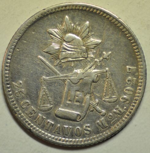 Mexico Silver 25 Centavos 1888 Mo M Mexico City Mint KM#406.7 mw26824