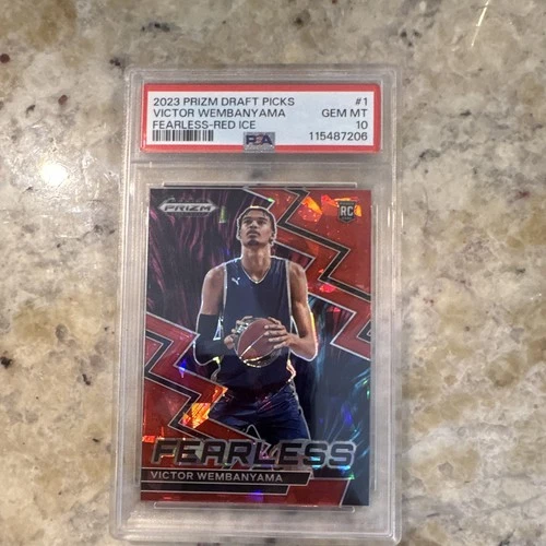Panini 2023 Prizm Draft Picks Victor Wembanyama Fearless Red Ice #1 PSA 10