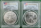 2021 $1 Type 1 & Type 2 Silver American Eagle Set of Two PCGS MS70 FS Flag Label