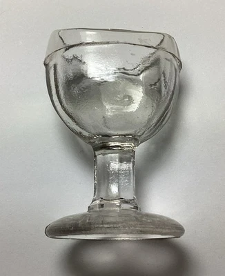 Vintage pedestal footed clear glass eye bath - stamped British Made - Optical - Image 1 of 4