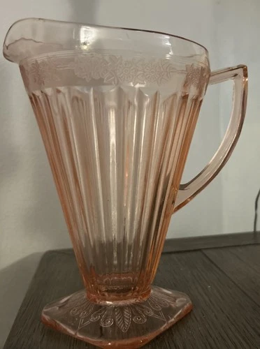 1932-34 Jeannette Glass Adam Pink Depression 32 Oz. Pitcher