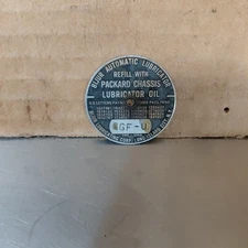 Packard chassis lubricator oil bijur tag GGF-U
