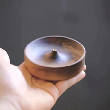 Solid Wood Incense Burner Handmade Round Tea Ceremony Agarwood Stick Tray Holder