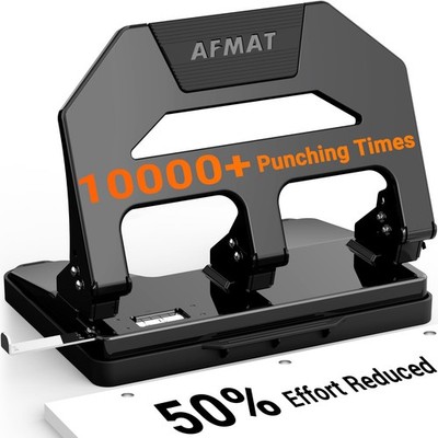 AFMAT HPX2 Heavy Duty 3 Hole Puncher, 40-Sheet Paper Punch Heavy Duty, 50