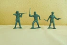 MARX 60mm metallic blue Lot of 3 CAVALRY TROOPERS Standing positions ORIG ISSUE