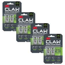 3M CLAW Drywall Picture Hangers [25 lbs.]: (Silver) [16 Hangers]