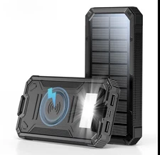 Solar Protected Power Bank Green Power With Light Portable  IOS and Android