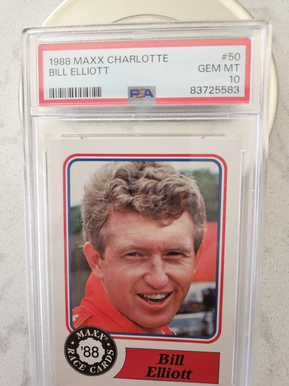 1988 MAXX CHARLOTTE BILL ELLIOTT NASCAR HOF'ER RC #50 GRADED "PSA 10" GEM MINT!! view 3