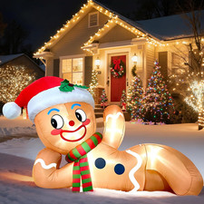 10FT Inflatable Gingerbread Man with LED Lights for Holiday Yard Decor