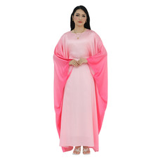 Modest Muslim Women Ramadan Long Dress Batwing Sleeve Kaftan Gradient Color Gown