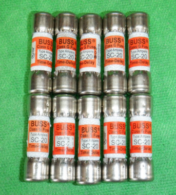 SC-20 BUSS BUSSMANN FUSE CLASS G TIME-DELAY 600 VAC   LOT OF 10    @ S