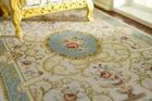 12" 1/12 Scale Beautiful Floral Classic French Swirls Beige Blue Dollhouse Rug
