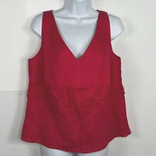 Talbots Woman Womens Top Sz 12W Pink Fresh Linen Sleeveless Plus Blouse 