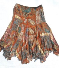    New Lauren Ralph Lauren 100 Silk Multicolor Paisley Skirt w/Hanky Hem 12P,10M