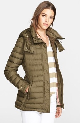 Burberry Brit 'Cornsdale' Channel Quilt Down Jacket with Hood