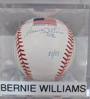 Bernie Williams Signed 2001 W. S. Flag Baseball L E. COA