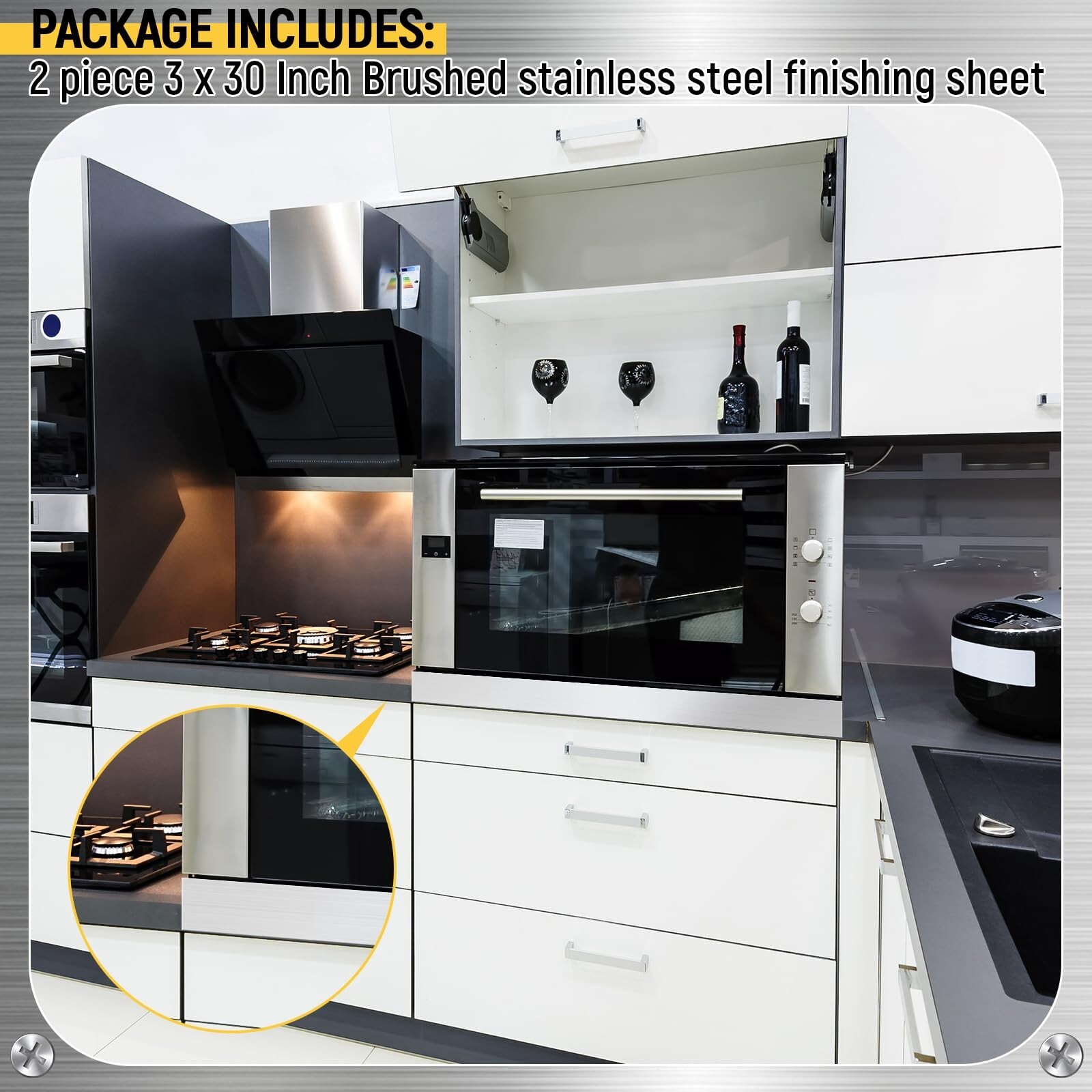 2 Pcs Stainless Steel Trim Strips 304 Brushed Stainless Steel Trim