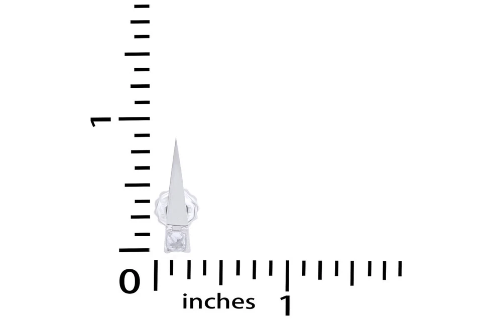 Natural Inverted Princess Cut Diamond Screw Back Earrings in Sterling Silver 925 - Image 3 of 3