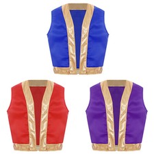 Kids Boys Arabian Prince Stage Vest Performance Halloween Theme Waistcoat Drama